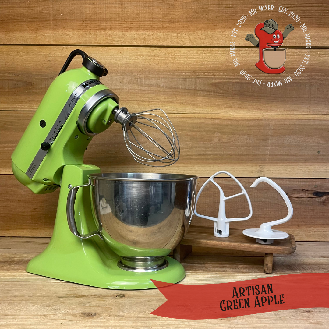 Mr. Mixer Upgraded KitchenAid Artisan (KSM150PSGA) 5 Quart Green Apple With Coated Attachments #444
