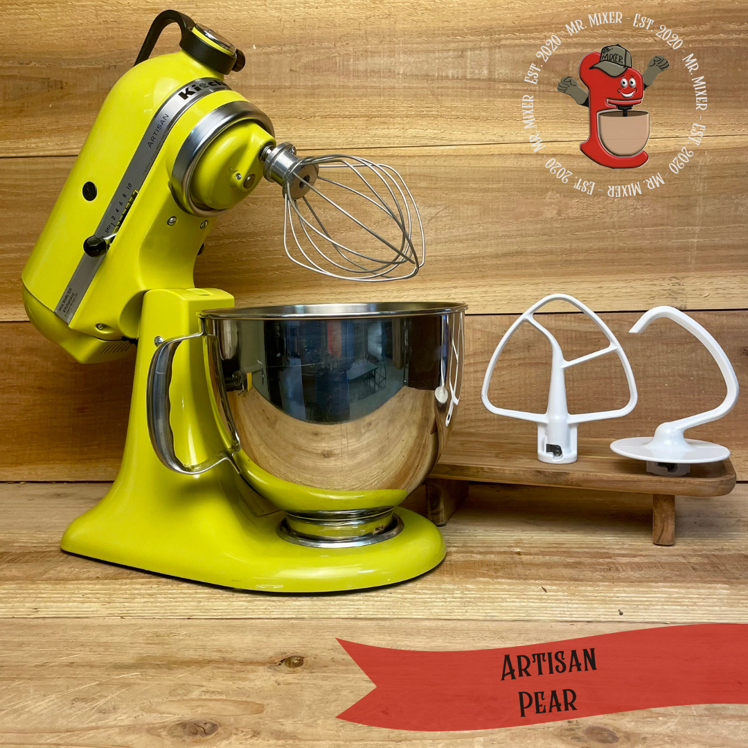 Mr. Mixer Upgraded KitchenAid Artisan (KSM150PSPE) Pear 5 Quart With Coated Attachments #499
