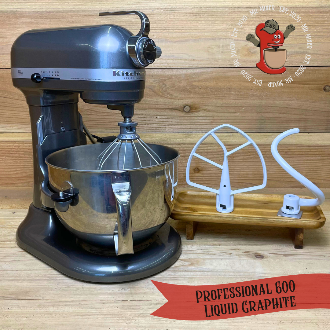 Mr. Mixer Upgraded KitchenAid Professional 600 (KP26M1XQG5) 6 Quart Liquid Graphite With Coated Attachments #770