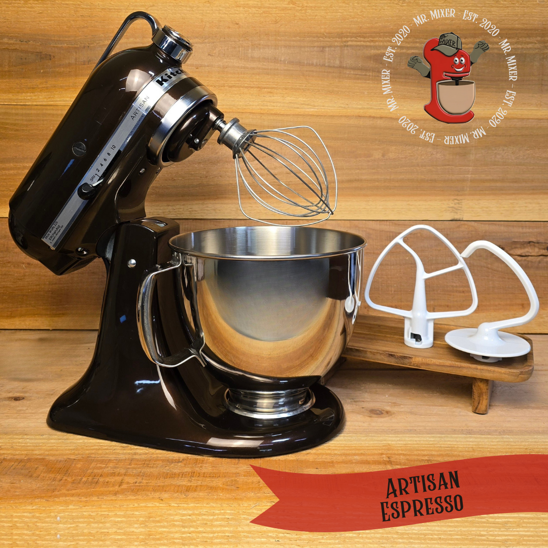 Mr. Mixer Upgraded KitchenAid Artisan (KSM150PSES) 5 Quart Espresso with Coated Attachments #214