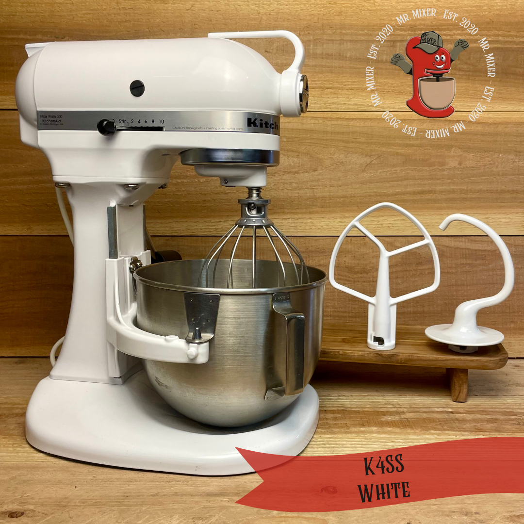Mr. Mixer Upgraded KitchenAid K4SS (K4SSWH) 4.5 Quart White with Coated Attachments #534