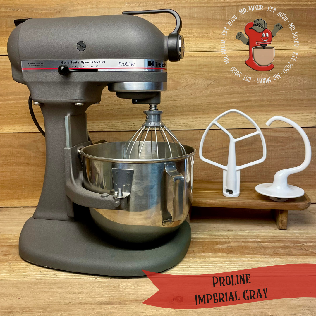 Mr. Mixer Upgraded KitchenAid ProLine 5 Quart Imperial Gray With Coated Attachments #535