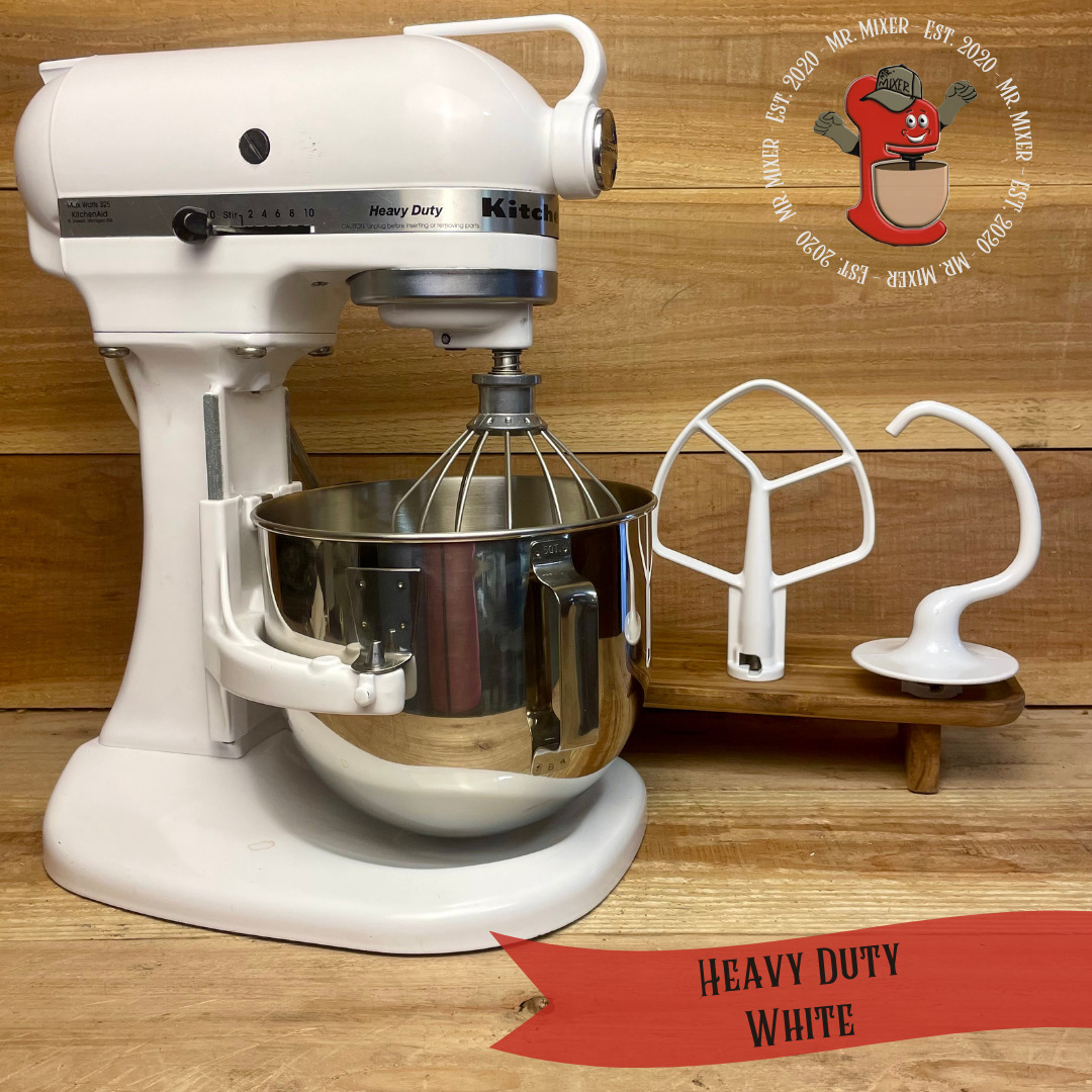 Mr. Mixer Upgraded KitchenAid Heavy Duty (KSM5PPWH) 5 Quart White With Coated Attachments #512