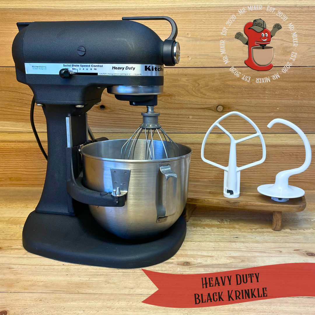 Mr. Mixer Upgraded KitchenAid Heavy Duty (K5SS) 5 Quart Black Krinkle With Coated Attachments #642