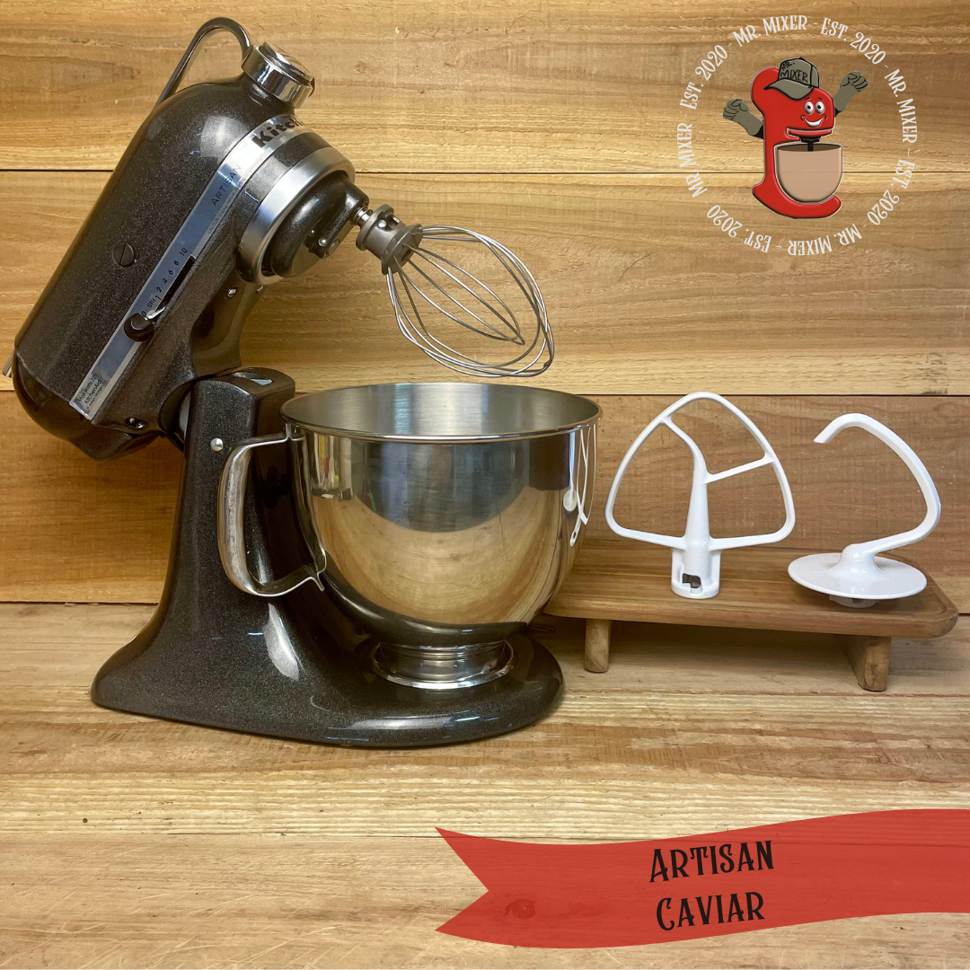 Mr. Mixer Upgraded KitchenAid Artisan (KSM150PSCV) 5 Quart Caviar With Coated Attachments #599