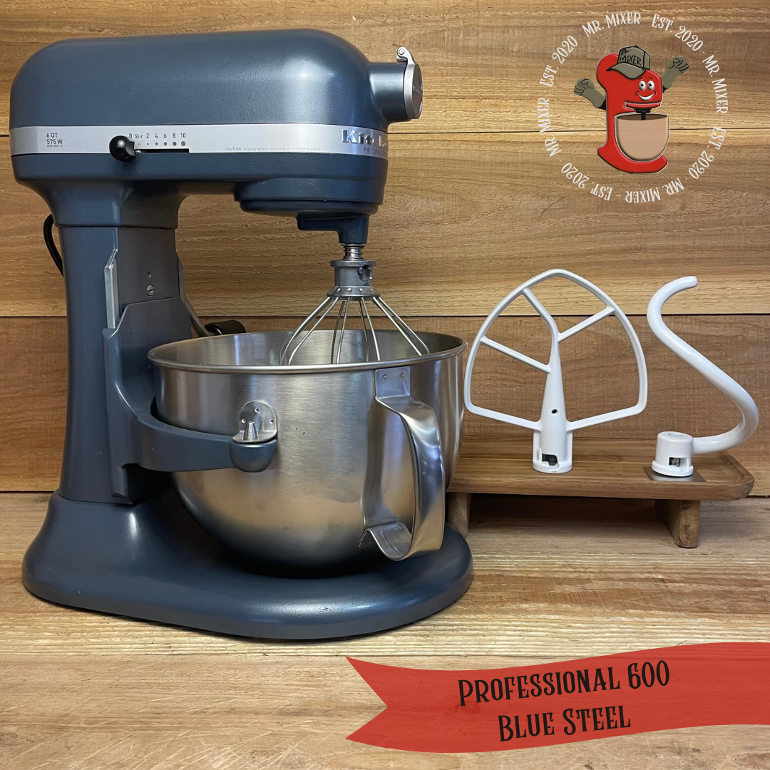 Mr. Mixer Upgraded KitchenAid Professional 600 (KP26M1XBS) 6 Quart Blue Steel With Coated Attachments #548