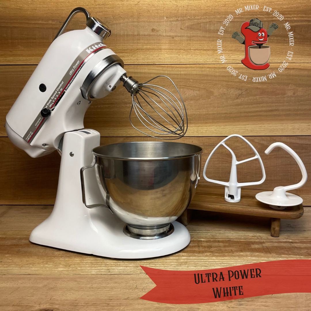 Mr. Mixer Upgraded KitchenAid Ultra Power (KSM90CPSWH) 4.5 Quart White With Coated Attachments #553