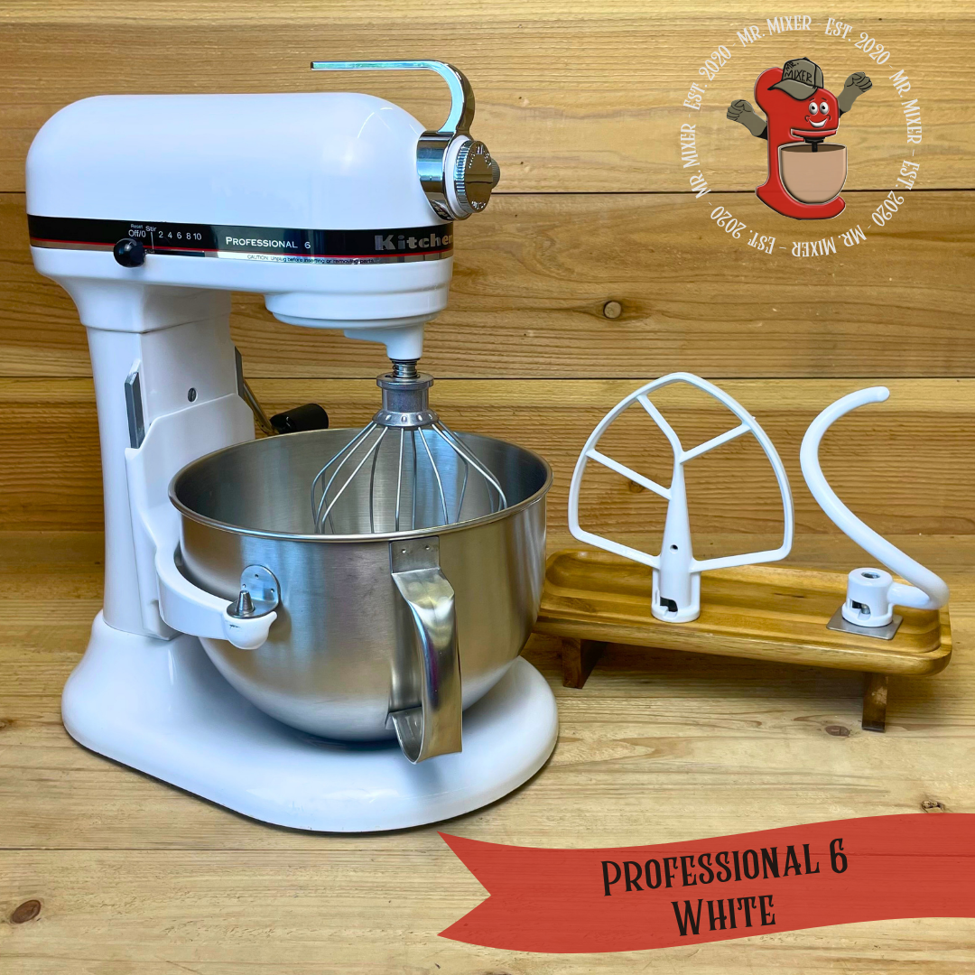 Mr. Mixer Upgraded KitchenAid Professional 6 (RKP2671XWH) 6 Quart White With Coated Attachments #740