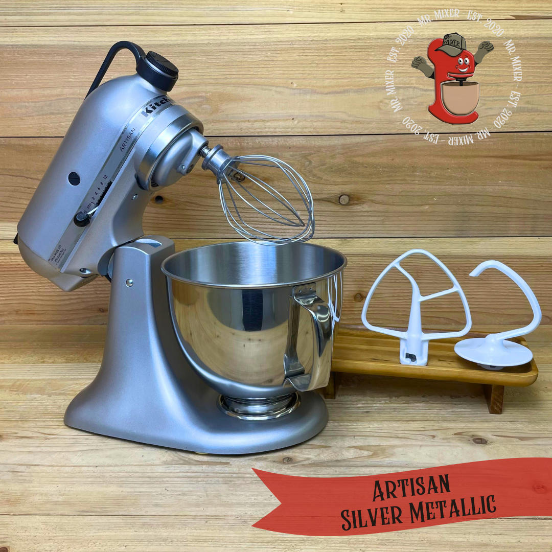 Mr. Mixer Upgraded KitchenAid Artisan (KSM150PSSM) 5 Quart Silver Metallic With Coated Attachments #774