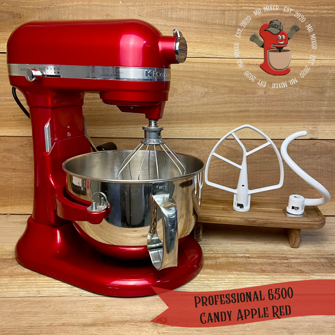 Mr. Mixer Upgraded KitchenAid Professional 6500 Design Series (KSM5521XCA) 6 Quart Candy Apple Red With Coated Attachments #527