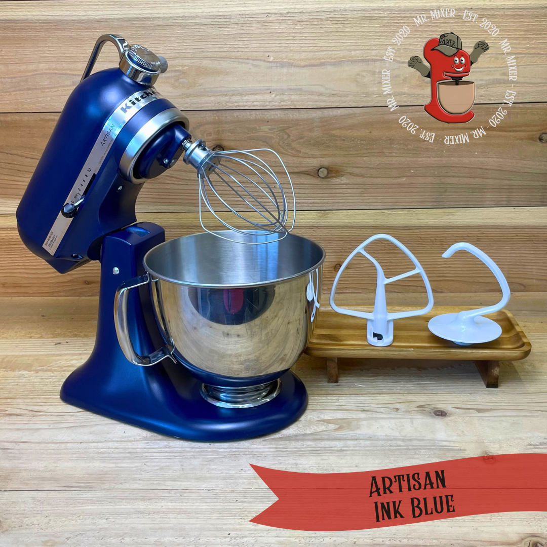 Mr. Mixer Upgraded KitchenAid Artisan (KSM150PSIB) 5 Quart Ink Blue With Coated Attachments #755