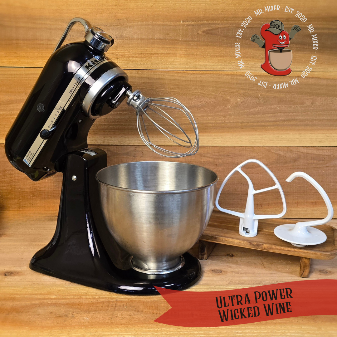 Mr. Mixer Upgraded KitchenAid Ultra Power / Tilt Head 4.5 Quart Wicked Wine with Coated Attachments #83