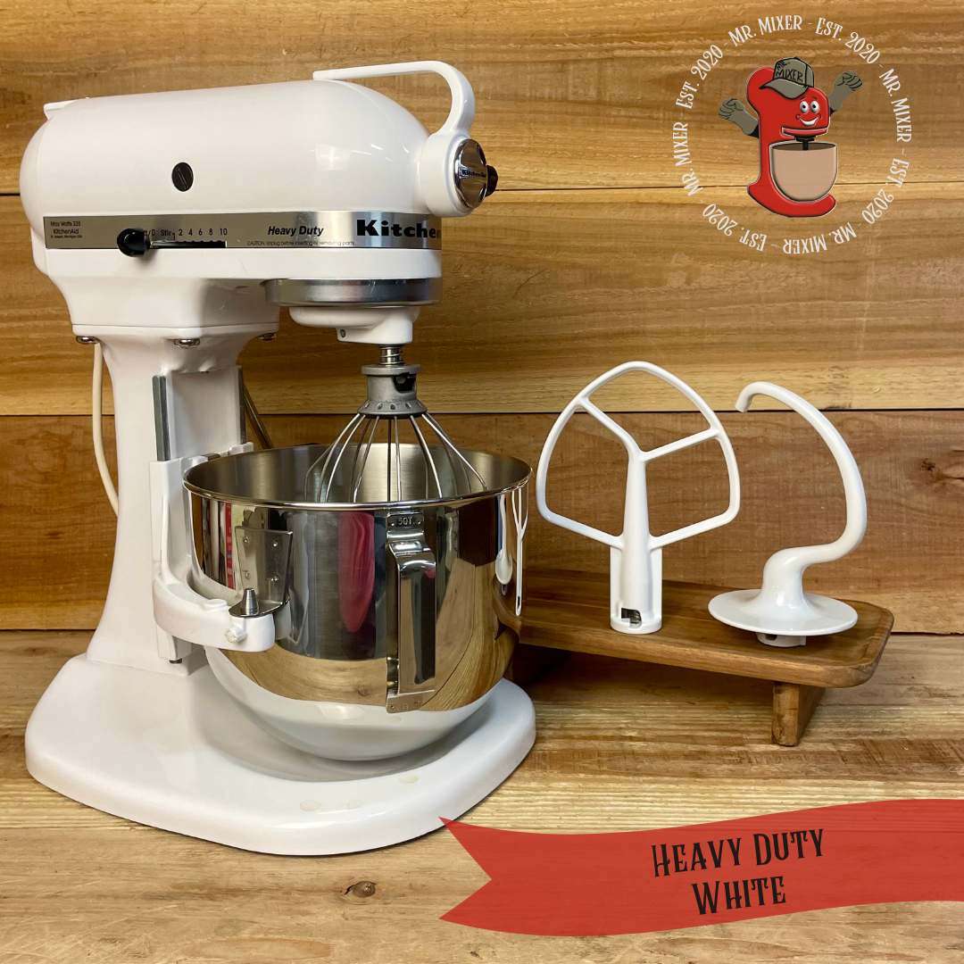 Mr. Mixer Upgraded KitchenAid Heavy Duty (K5SSDWH) 5 Quart White With Coated Attachments #465