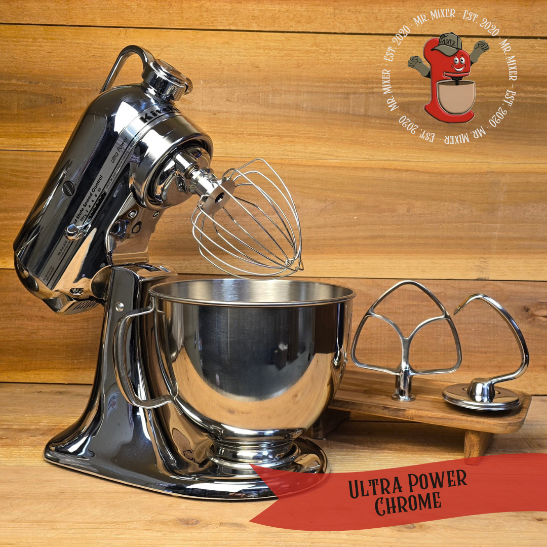 Mr. Mixer Upgraded KitchenAid Ultra Power (RRK90CR) Chrome 5 Quart with Stainless Steel Attachments #353