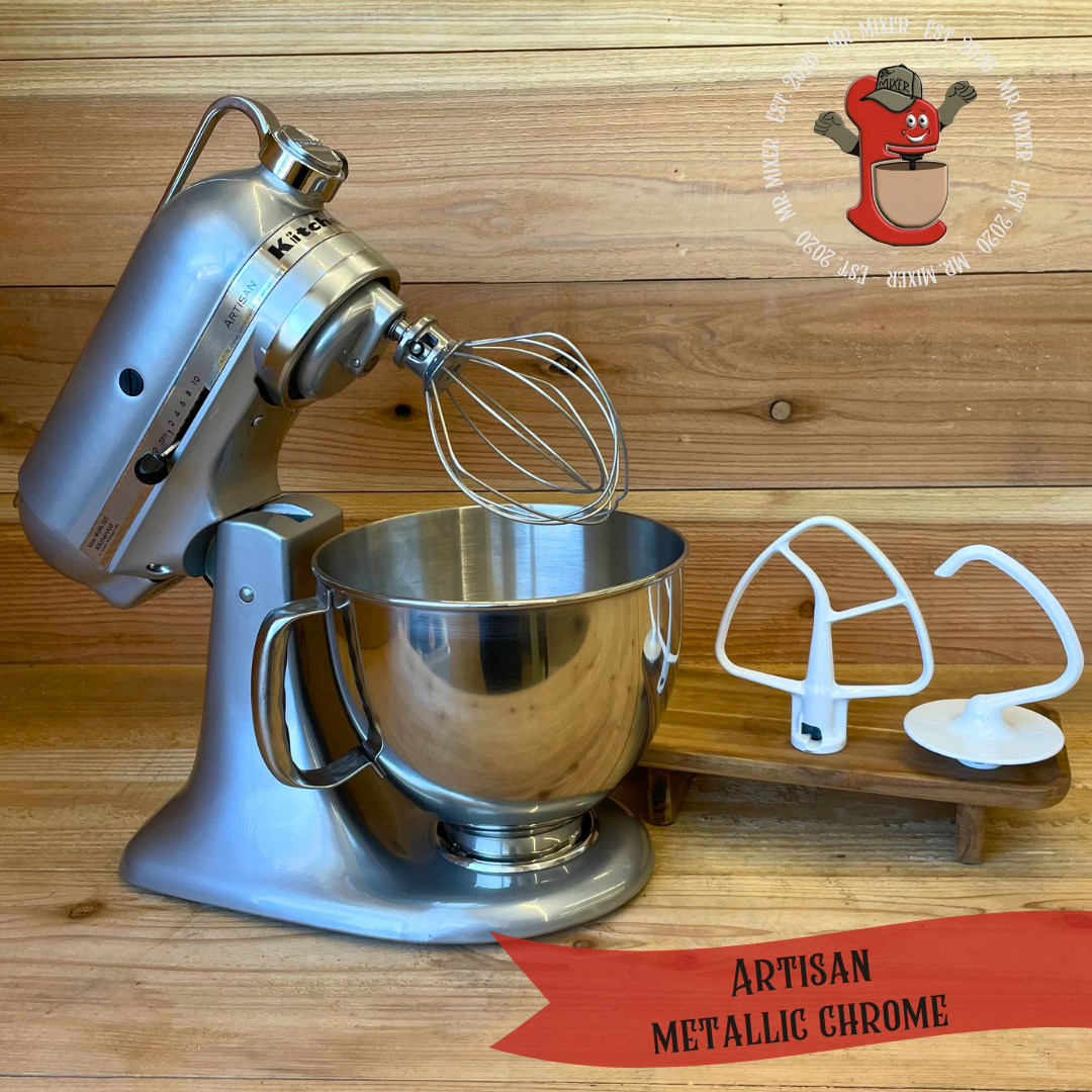 Mr. Mixer Upgraded KitchenAid Artisan (KSM150PSMC) 5 Quart Metallic Chrome With Coated Attachments #634