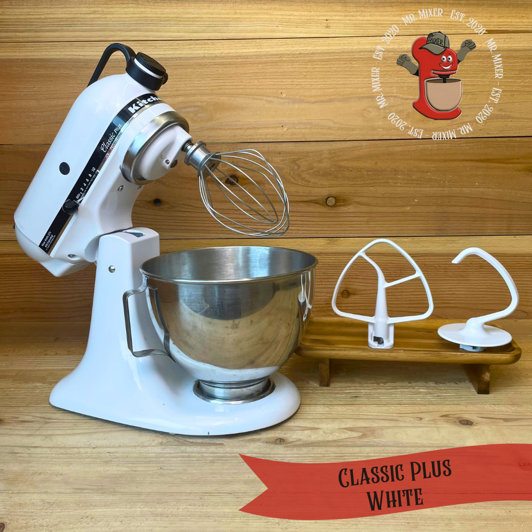 Mr. Mixer Upgraded KitchenAid Classic Plus (KSM75WH) 4.5 Quart White With Coated Attachments #694