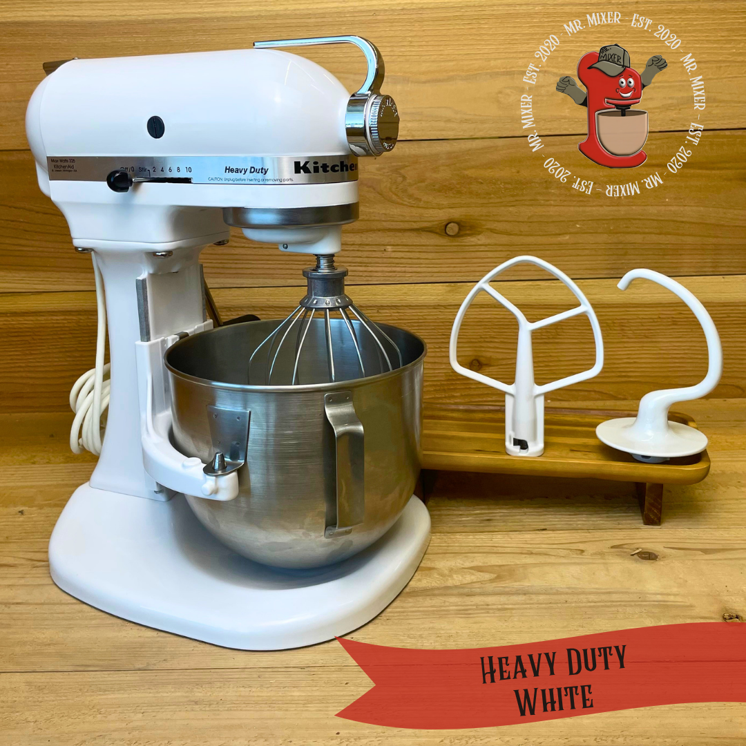 Mr. Mixer Upgraded KitchenAid Heavy Duty (K5SSWH) 5 Quart White With Coated Attachments #716