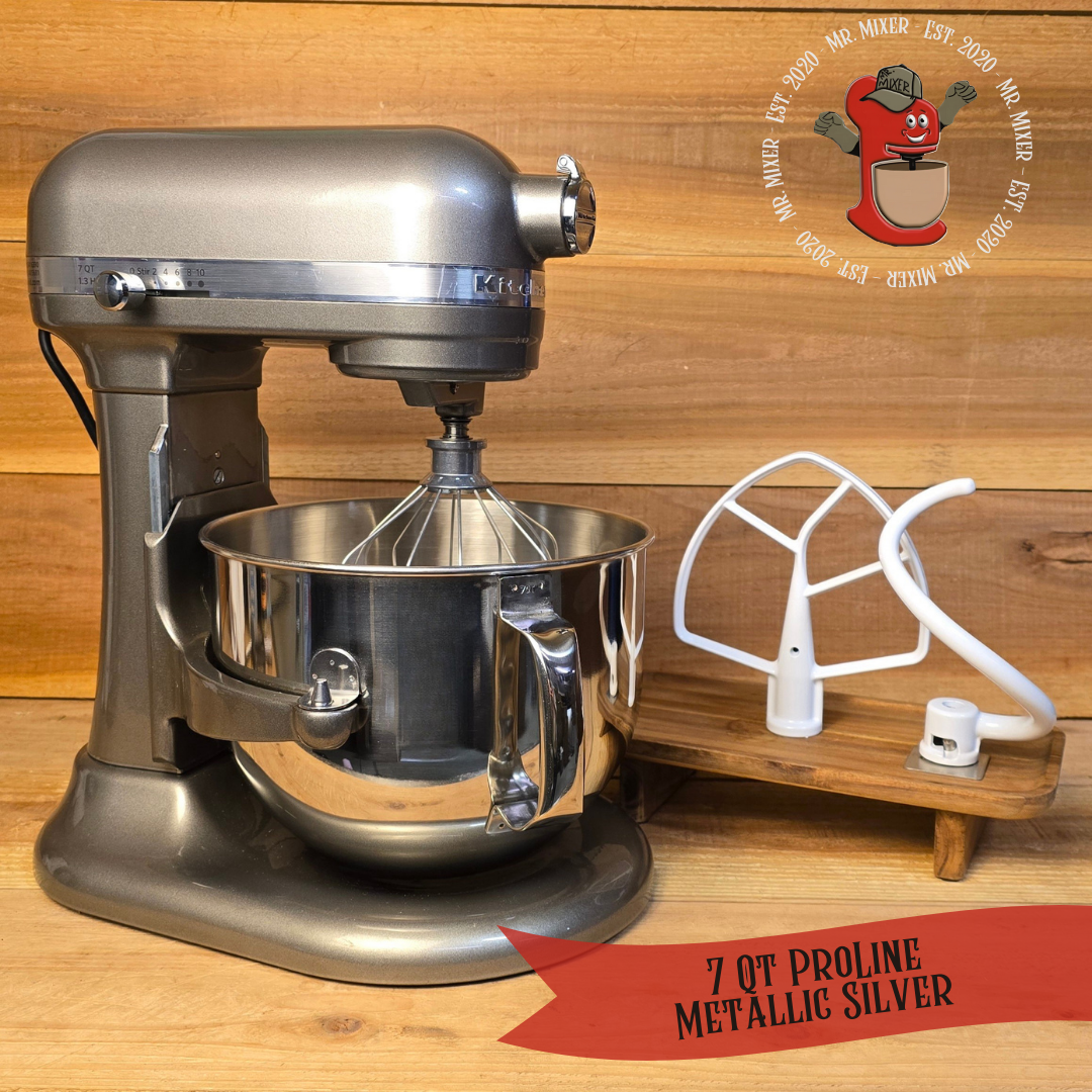 Mr. Mixer Upgraded KitchenAid 7 Qt ProLine (KSM7586PMS1) 7 Quart Metallic Silver with Coated Attachments #354