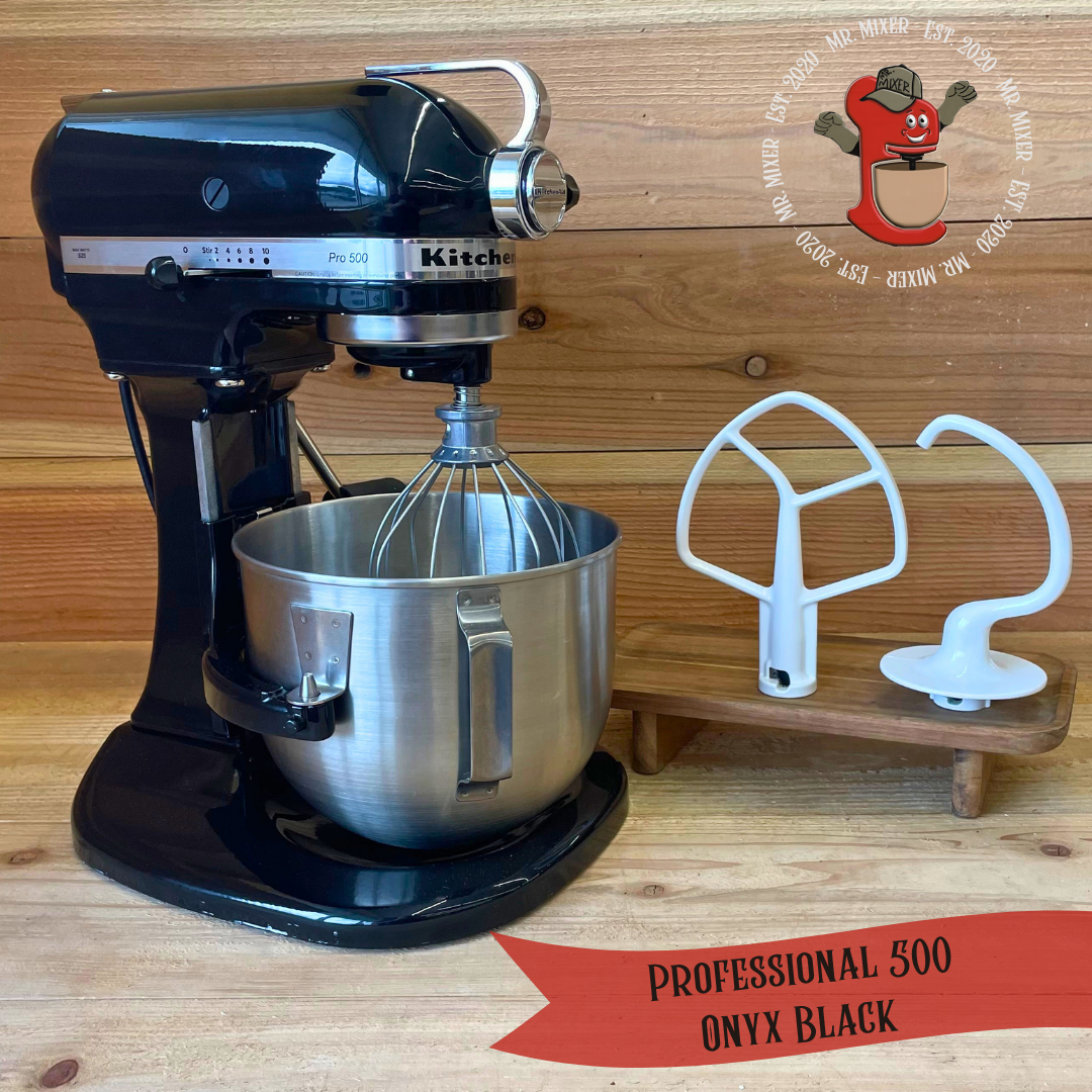Mr. Mixer Upgraded KitchenAid Professional 500 (KSM500QOB) 5 Quart Onyx Black With Coated Attachments #620