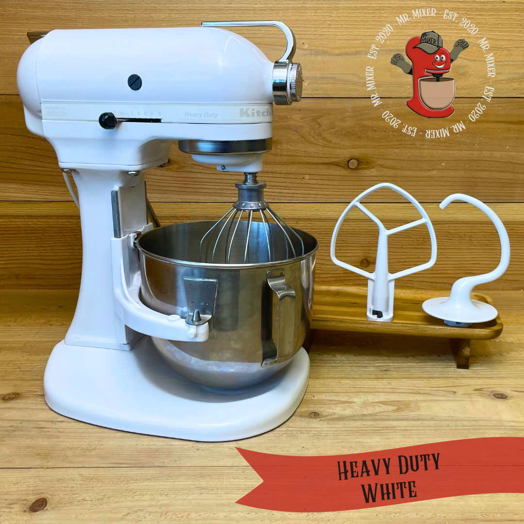 Mr. Mixer Upgraded KitchenAid Heavy Duty (K5SSWH) 5 Quart White With Coated Attachments #731