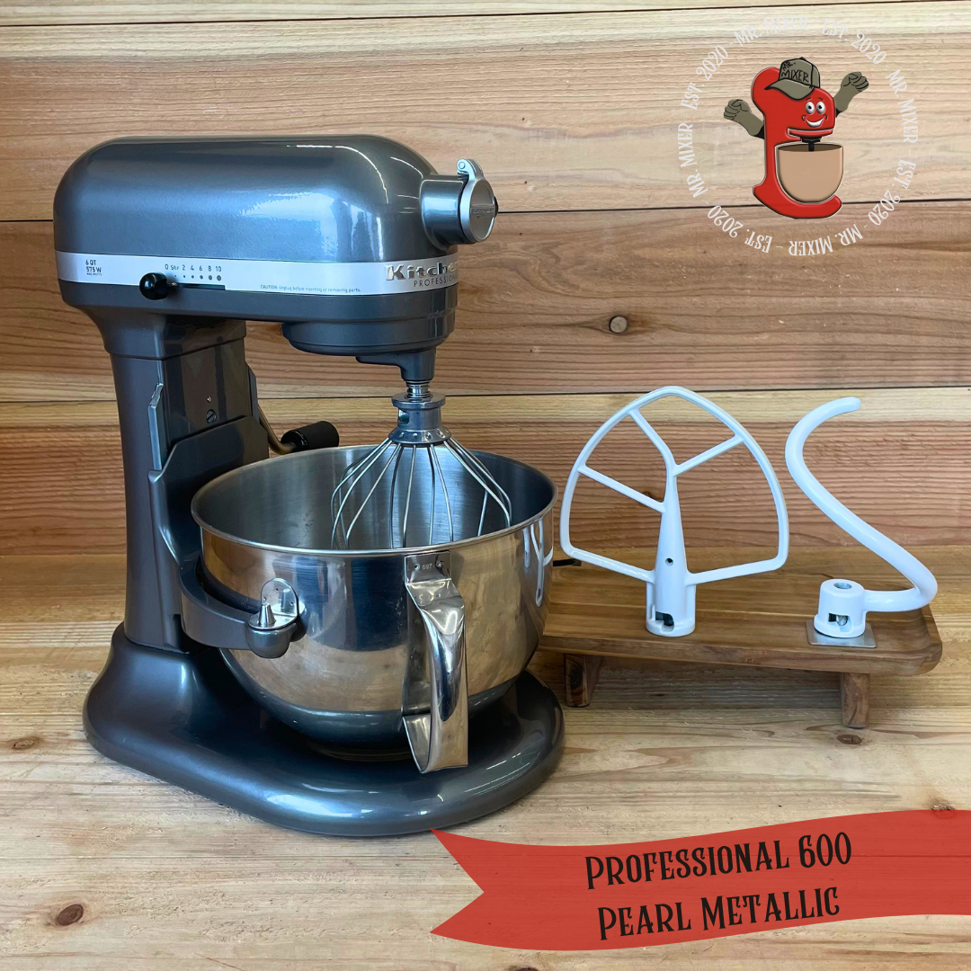 Mr. Mixer Upgraded KitchenAid Professional 600 (KP26M1XPM5) 6 Quart Pearl Metallic With Coated Attachments #647