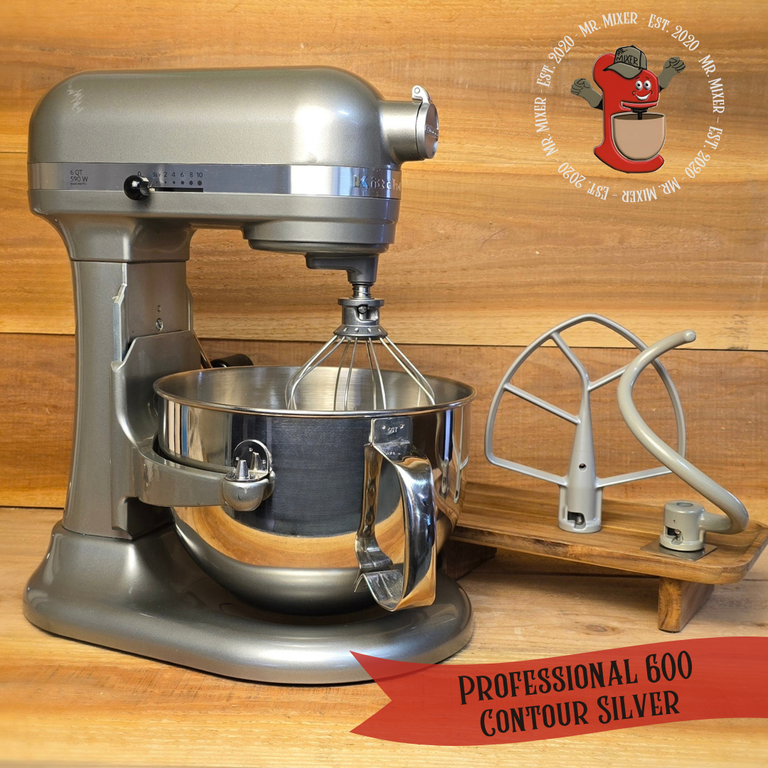 Mr. Mixer Upgraded KitchenAid Professional 600 (KP26M9PCCU) 6 Quart Contour Silver with Coated Attachments #186