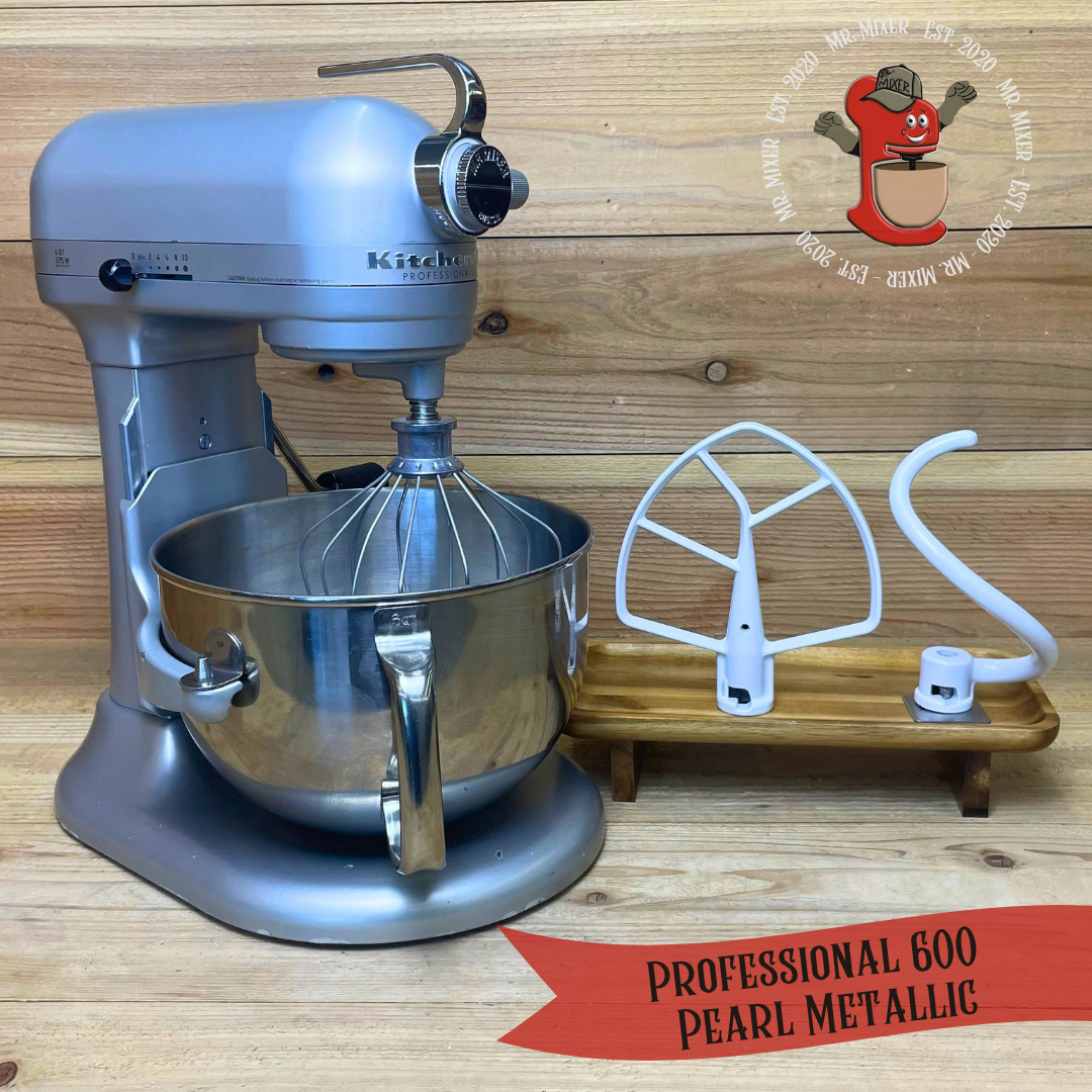 Mr. Mixer Upgraded KitchenAid Professional 600 6 Quart Pearl Metallic With Coated Attachments #768