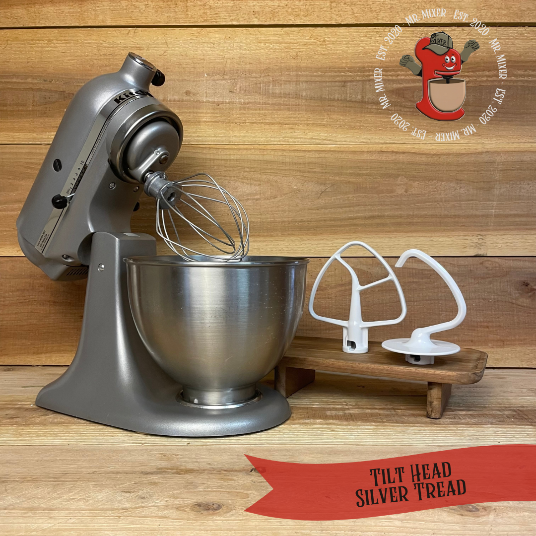 Mr. Mixer Upgraded KitchenAid Tilt Head (KSM85PSSL) 4.5 Quart Silver Tread With Coated Attachments #445