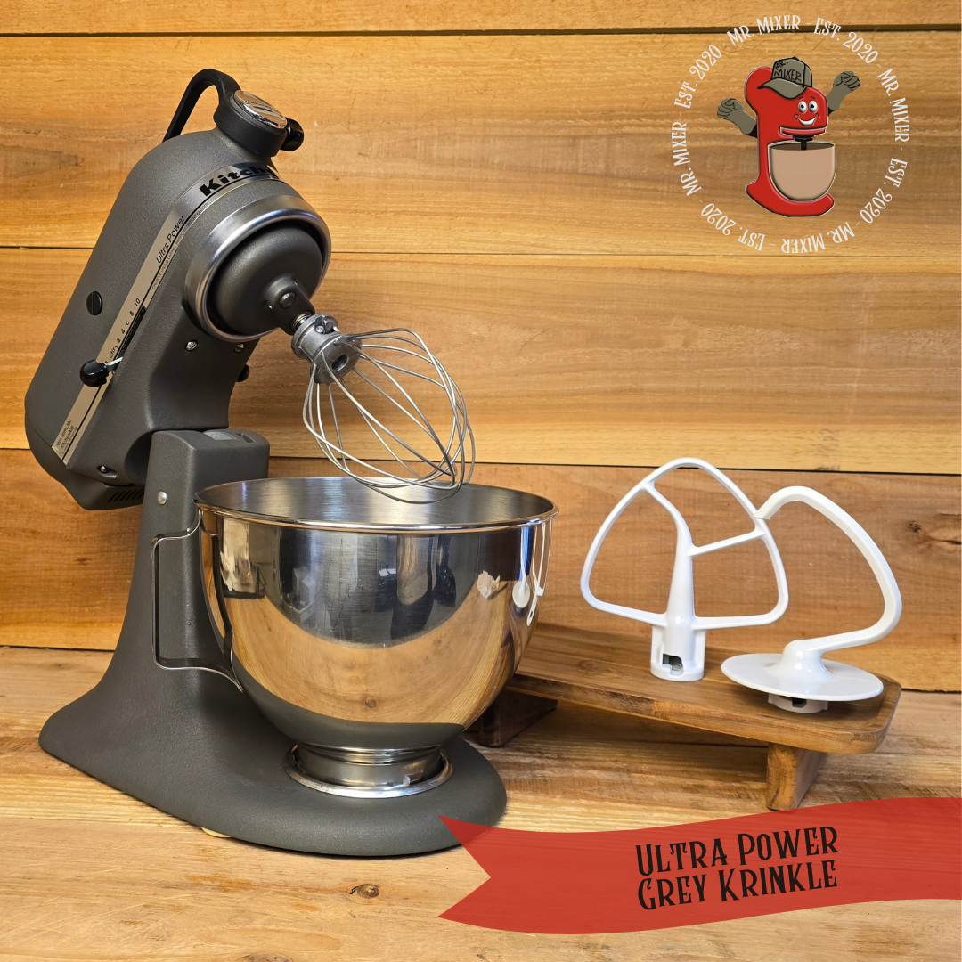 Mr. Mixer Upgraded KitchenAid Ultra Power 4.5 Quart Grey Krinkle With Coated Attachments #438