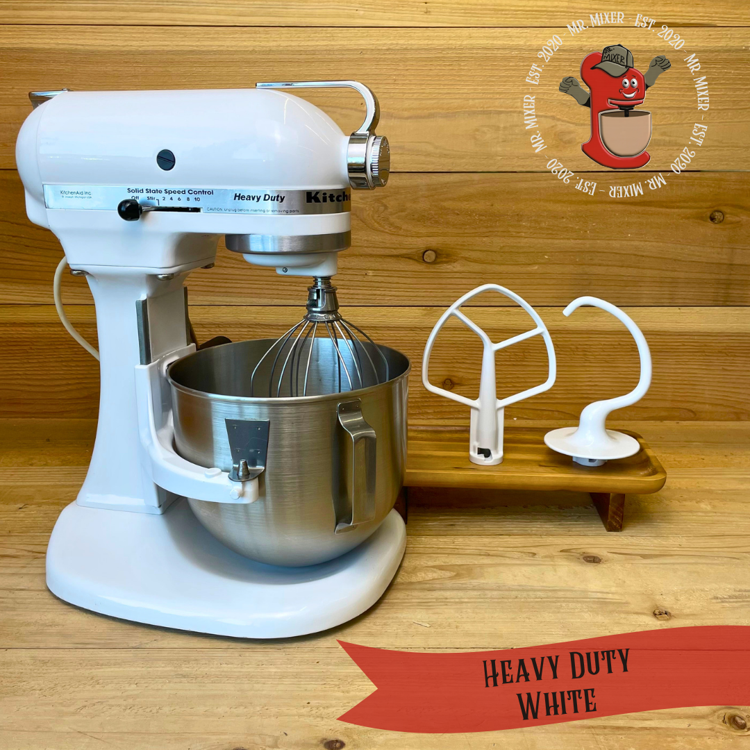 Mr. Mixer Upgraded KitchenAid Heavy Duty (K5SSWH) 5 Quart White With Coated Attachments #713