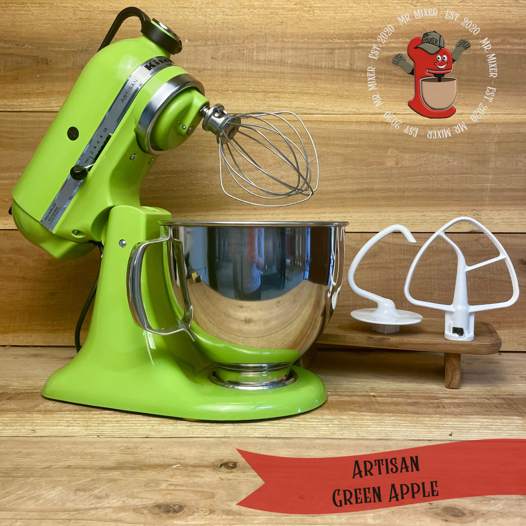 Mr. Mixer Upgraded KitchenAid Artisan (KSM150PSGAO) 5 Quart Green Apple With Coated Attachments #498