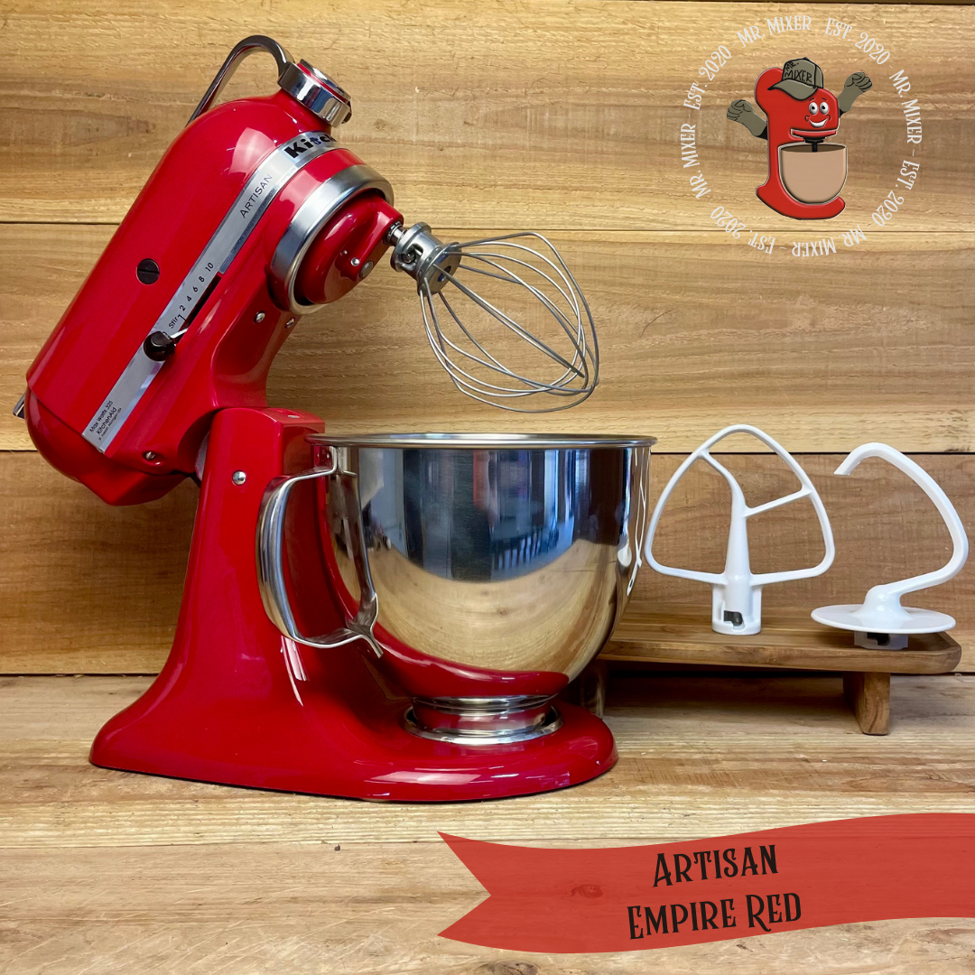 Mr. Mixer Upgraded KitchenAid Artisan (KSM150PSER1) 5 Quart Empire Red With Coated Attachments #508