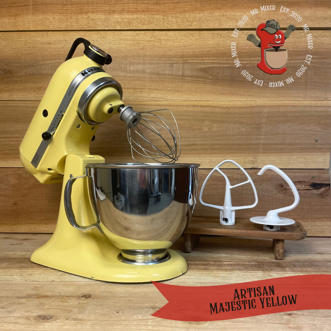 Mr. Mixer Upgraded KitchenAid Artisan (KSM150PSMY) 5 Quart Majestic Yellow With Coated Attachments #447