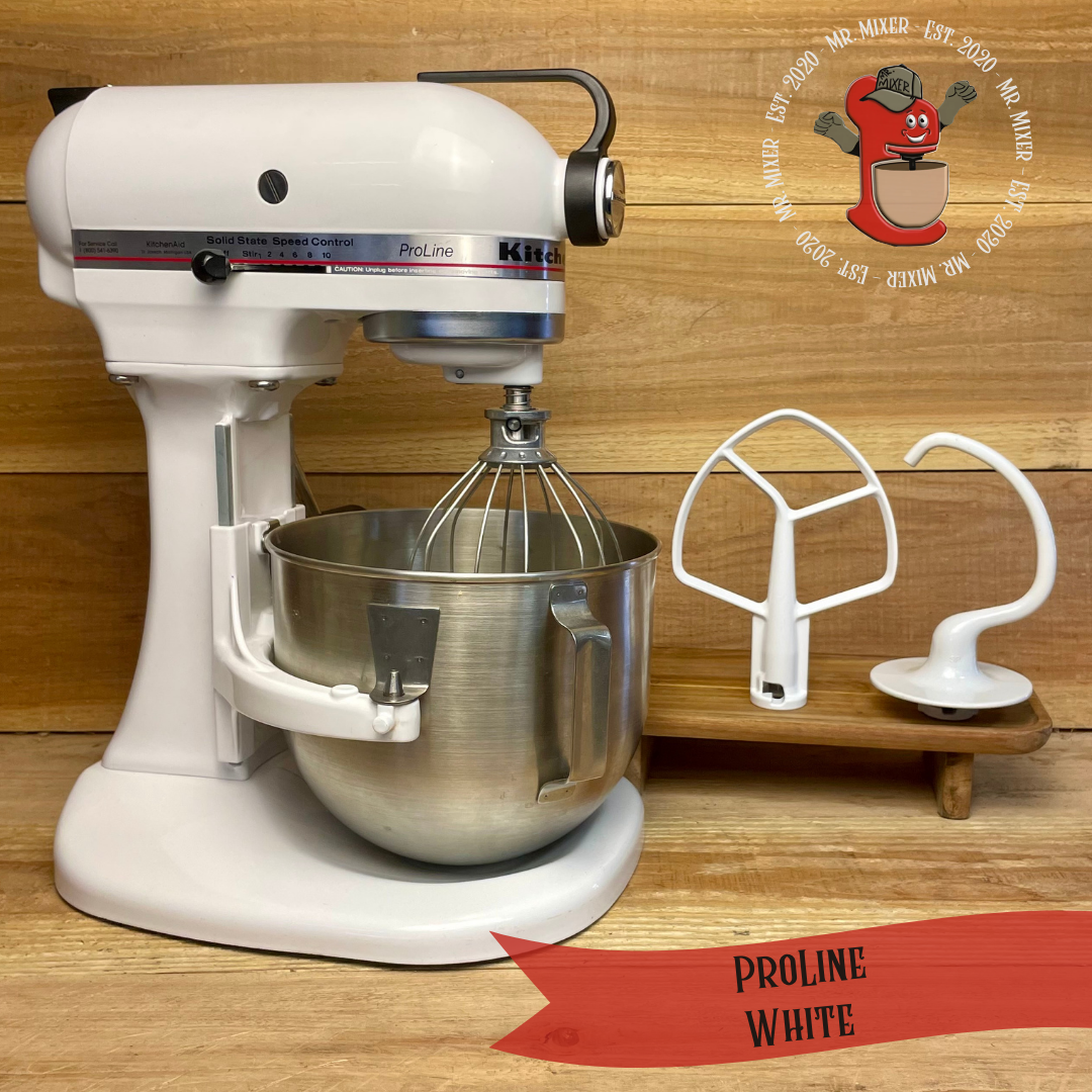 Mr. Mixer Upgraded KitchenAid ProLine (RRK5AWH) 5 Quart White With Coated Attachments #538