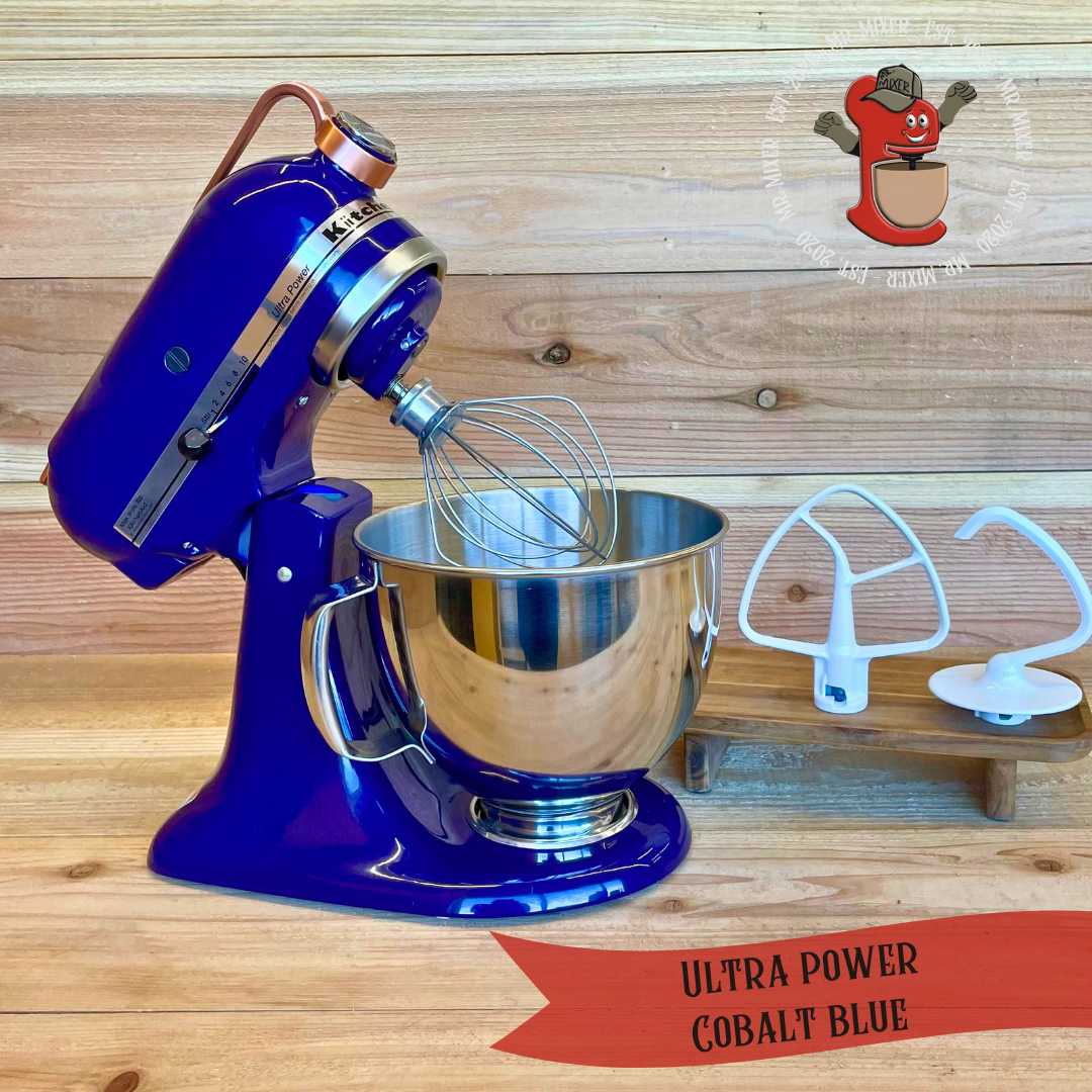 Mr. Mixer Upgraded KitchenAid Ultra Power (KSM90PSBU) 5 Quart Cobalt Blue With Coated Attachments #627