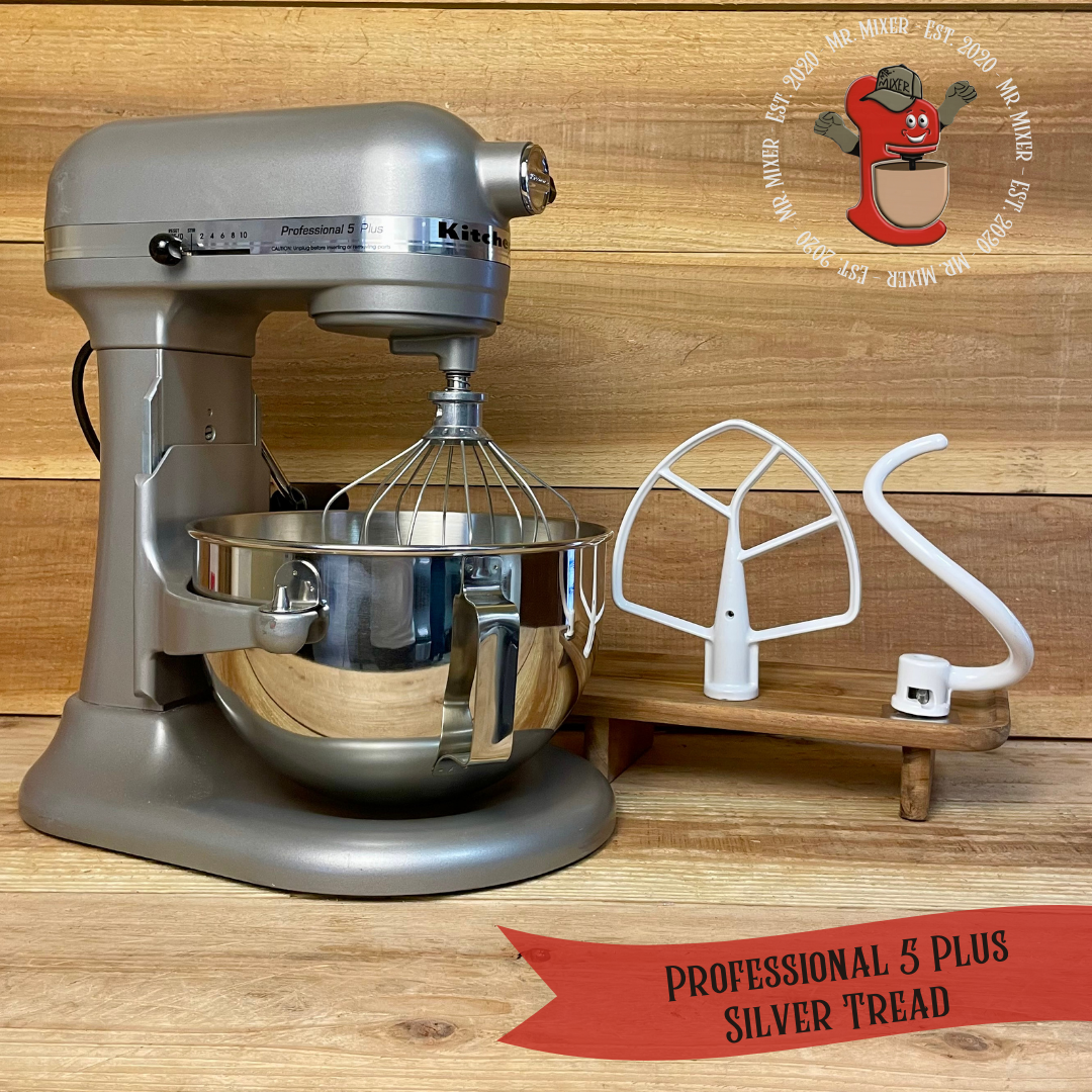 Mr. Mixer Upgraded KitchenAid Professional 5 Plus (KV25G0XSL) 5.5 Quart Silver Tread With Coated Attachments #476