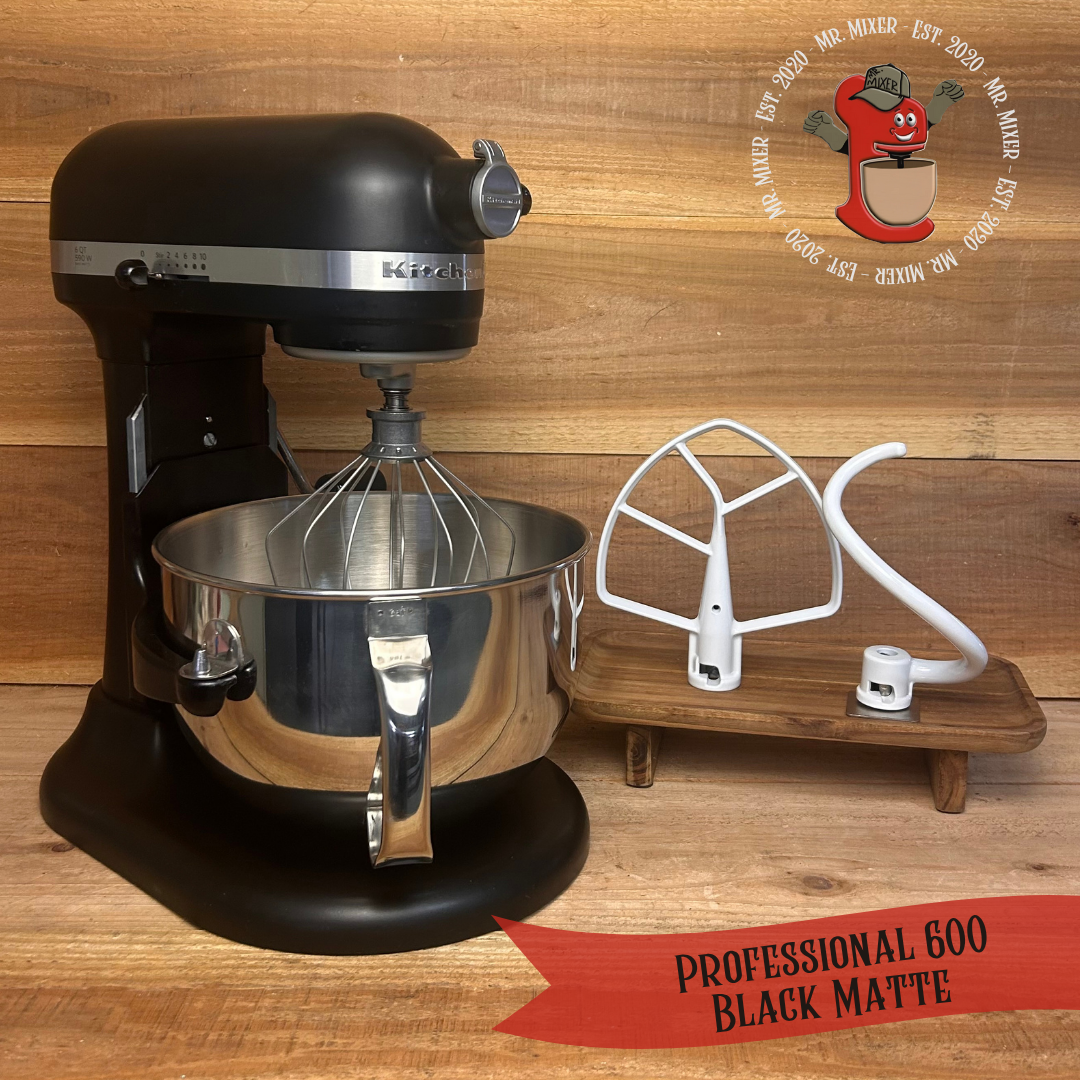 Mr. Mixer Upgraded KitchenAid Professional 600 (RKP26M1XBM) 6 Quart Black Matte With Coated Attachments #213