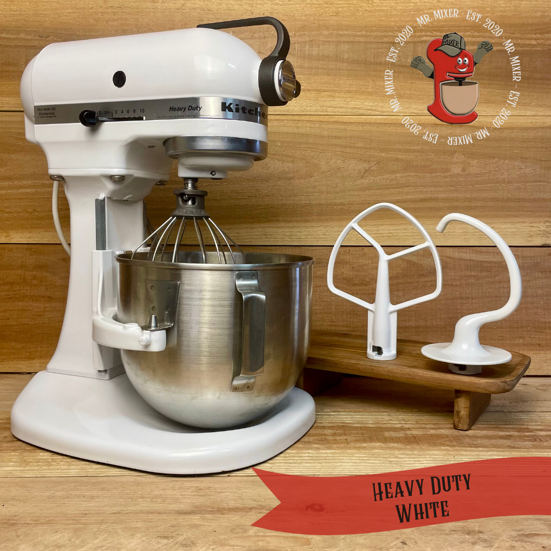 Mr. Mixer Upgraded KitchenAid Heavy Duty (K5SSWH) 5 Quart White With Coated Attachments #487