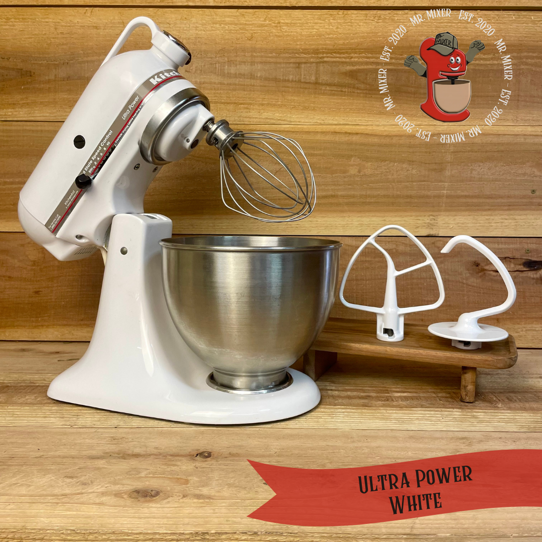 Mr. Mixer Upgraded KitchenAid Ultra Power 4.5 Quart White With Coated Attachments #456