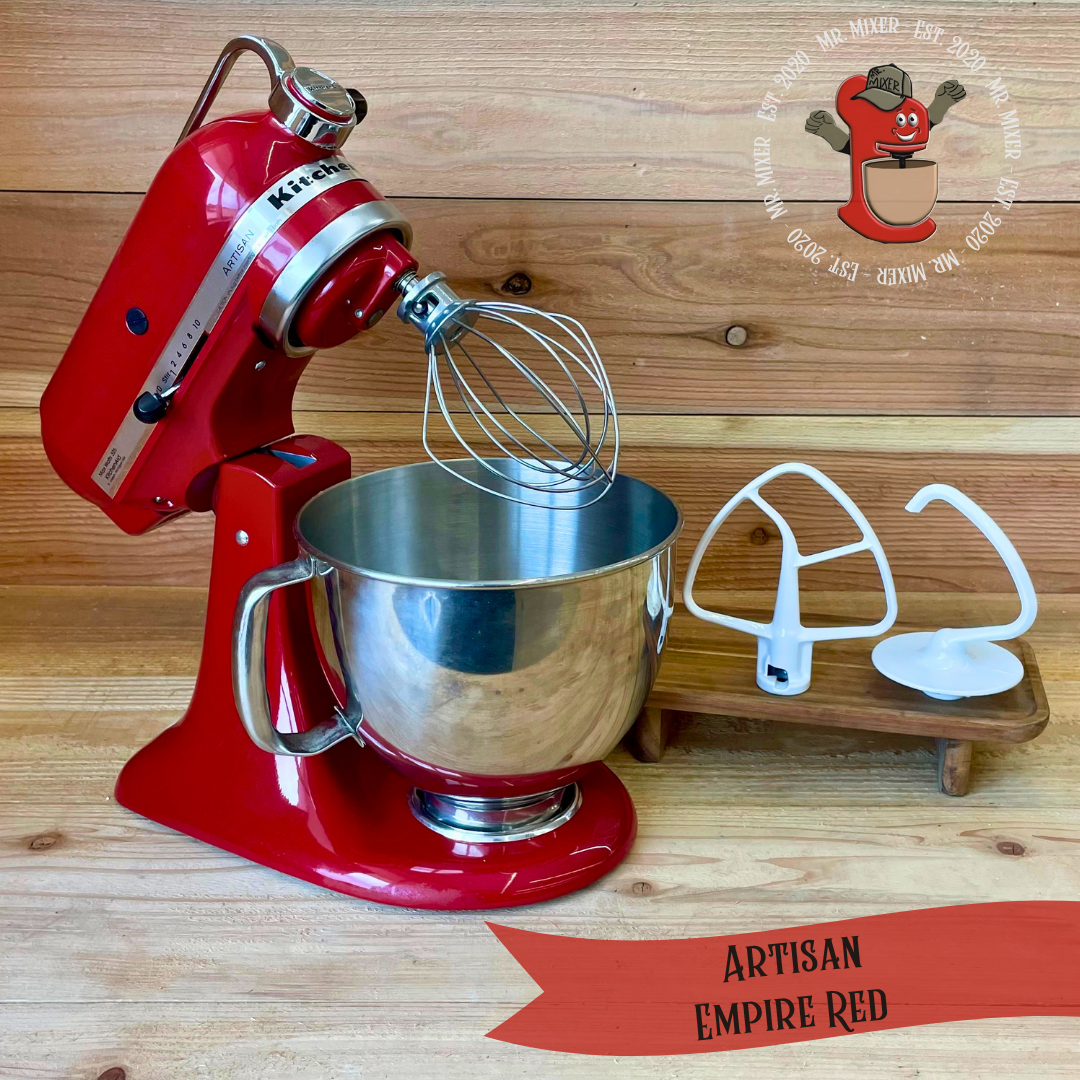 Mr. Mixer Upgraded KitchenAid Artisan (KSM150PSER) 5 Quart Empire Red With Coated Attachments #622