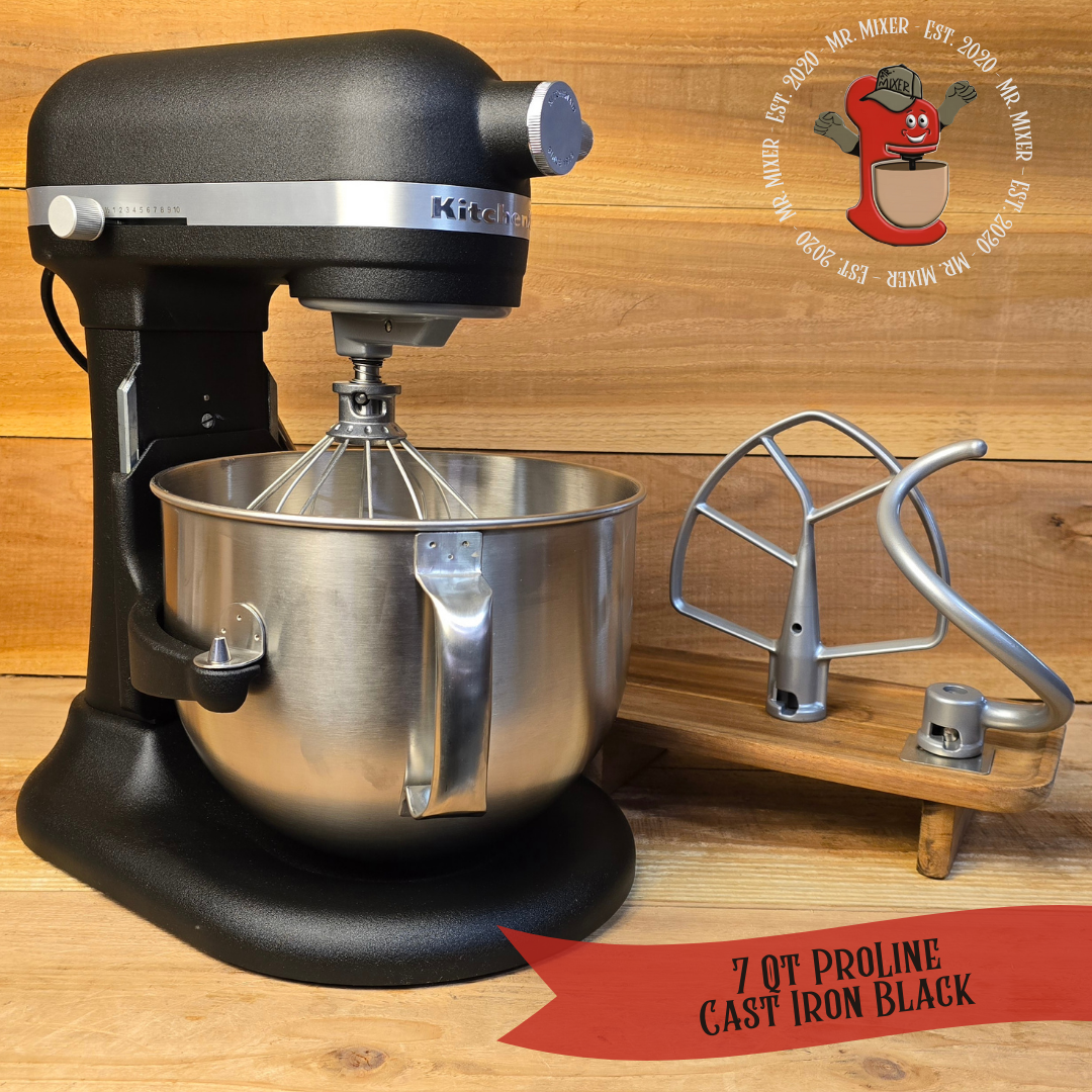 Mr. Mixer Upgraded KitchenAid 7 Quart Proline 1.3HP DC Conversion Cast Iron Black with Attachments
