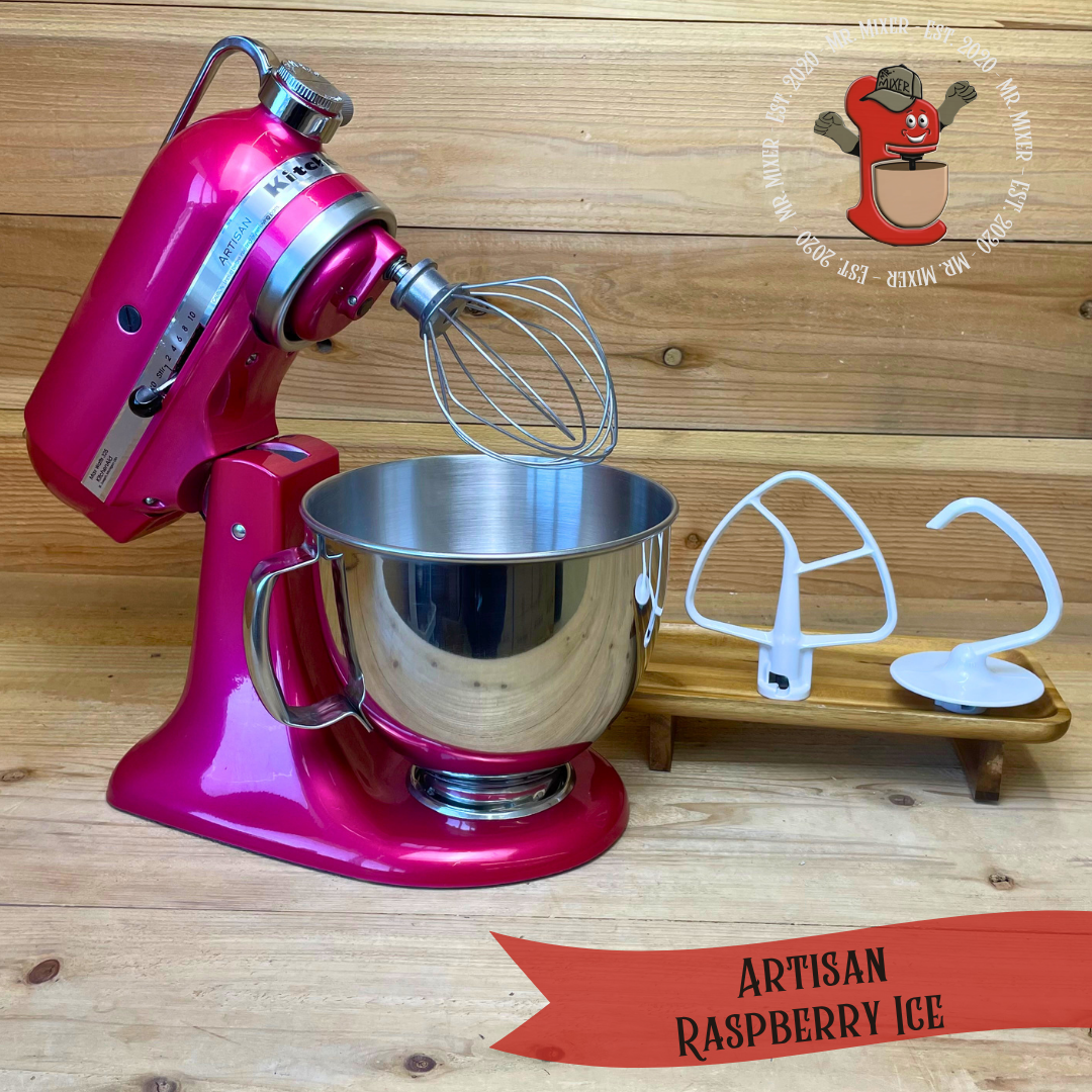 Mr. Mixer Upgraded KitchenAid Artisan (KSM155GBRI0) 5 Quart Raspberry Ice With Coated Attachments #749