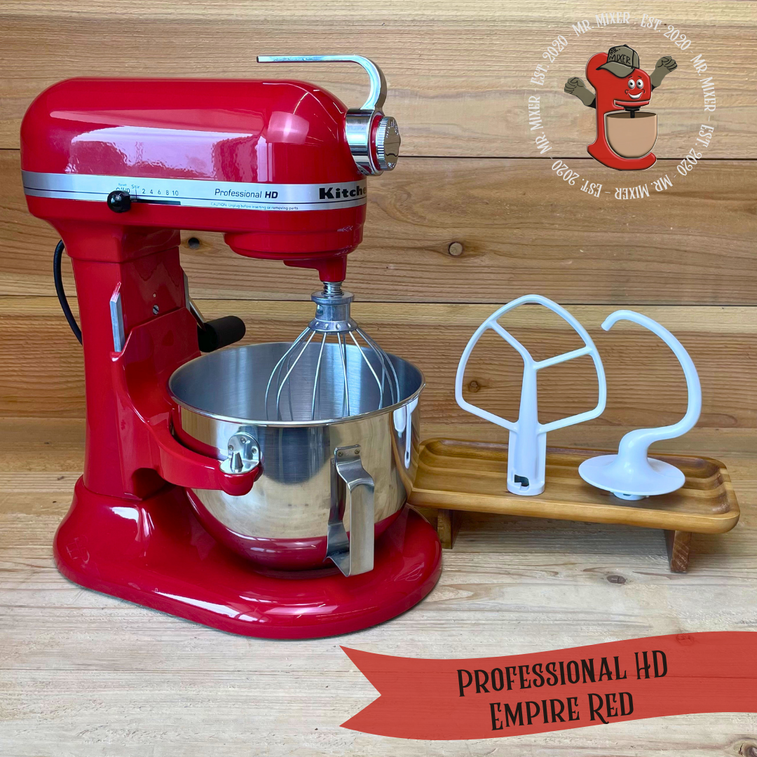 Mr. Mixer Upgraded KitchenAid Professional HD (KG25H0XER) 5 Quart Empire Red With Coated Attachments #737