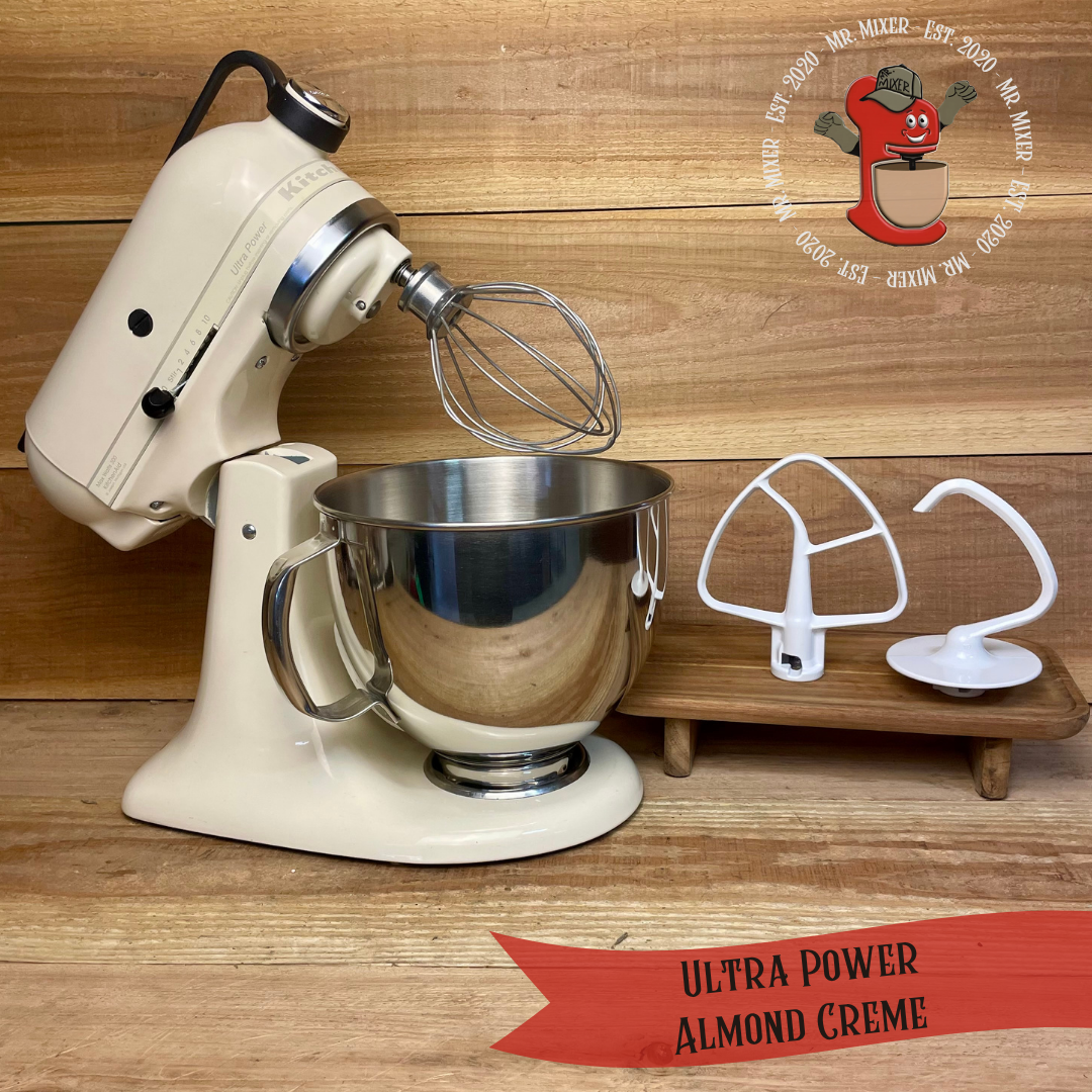 Mr. Mixer Upgraded KitchenAid Ultra Power (KSM90AC) 5 Quart Almond Creme With Coated Attachments #588