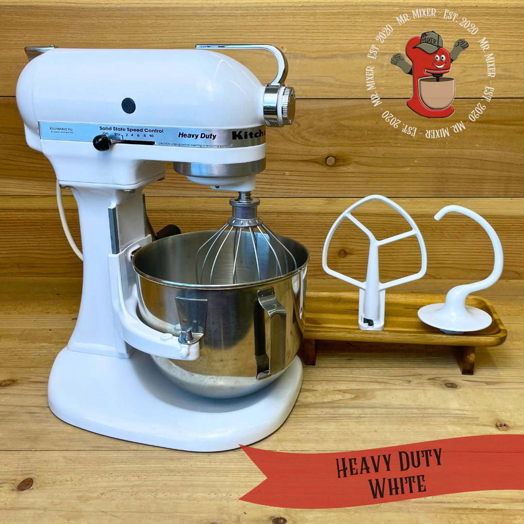 Mr. Mixer Upgraded KitchenAid Heavy Duty (K5SSWH) 5 Quart White With Coated Attachments #754