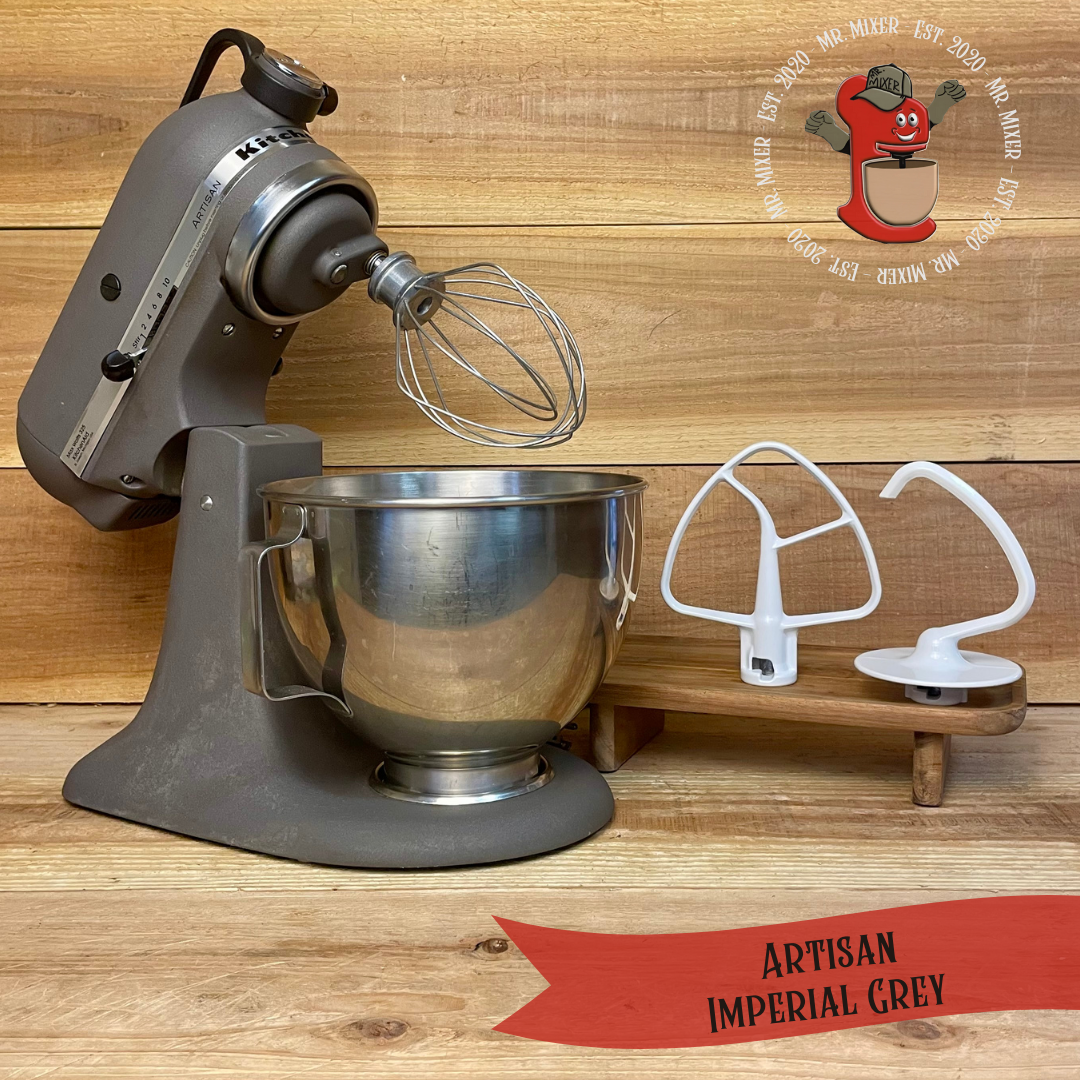 Mr. Mixer Upgraded KitchenAid Artisan (KSM150PSGR) 5 Quart Imperial Grey with Coated Attachments #491