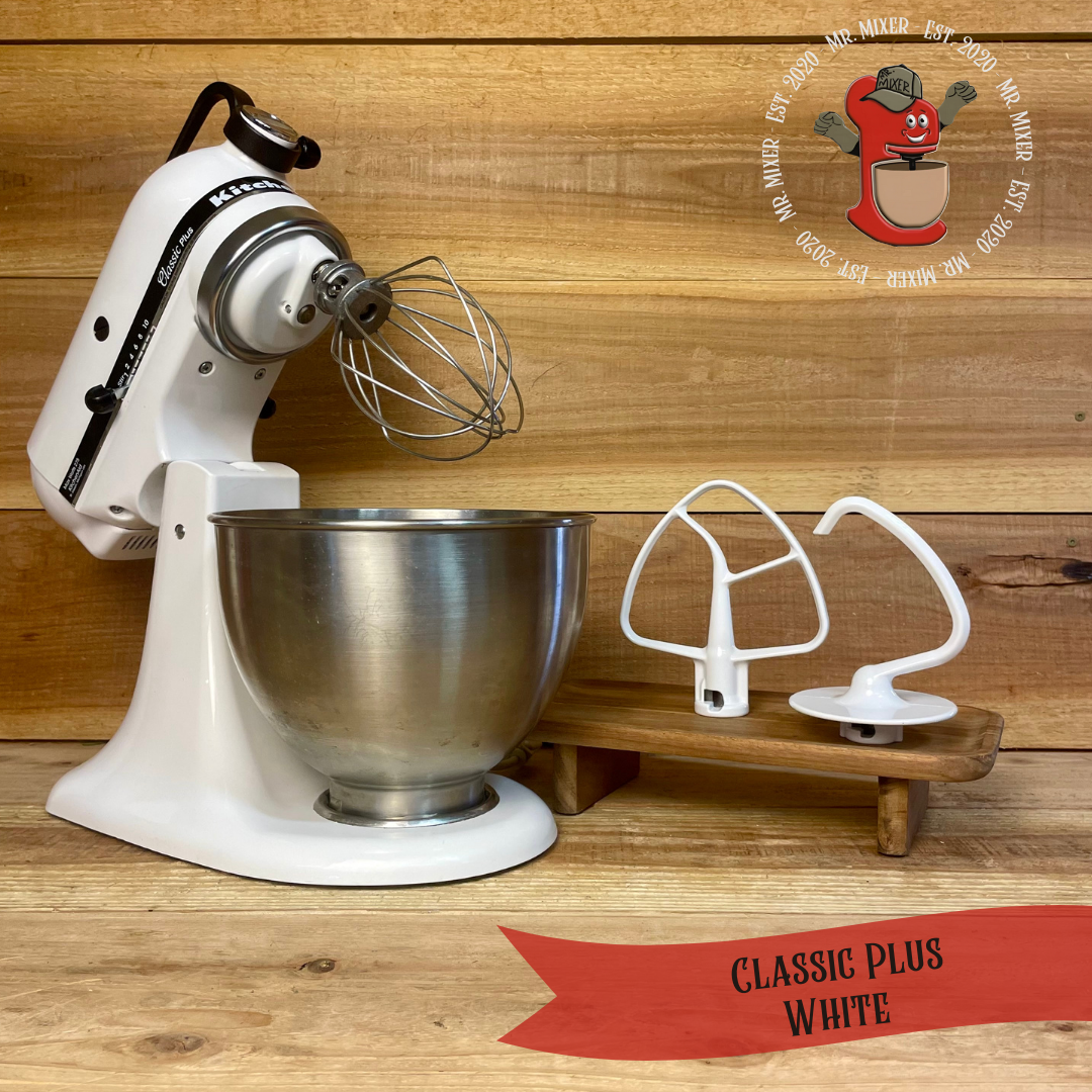 Mr. Mixer Upgraded KitchenAid Classic Plus (KSM75WH) 4.5 Quart White With Coated Attachments #457