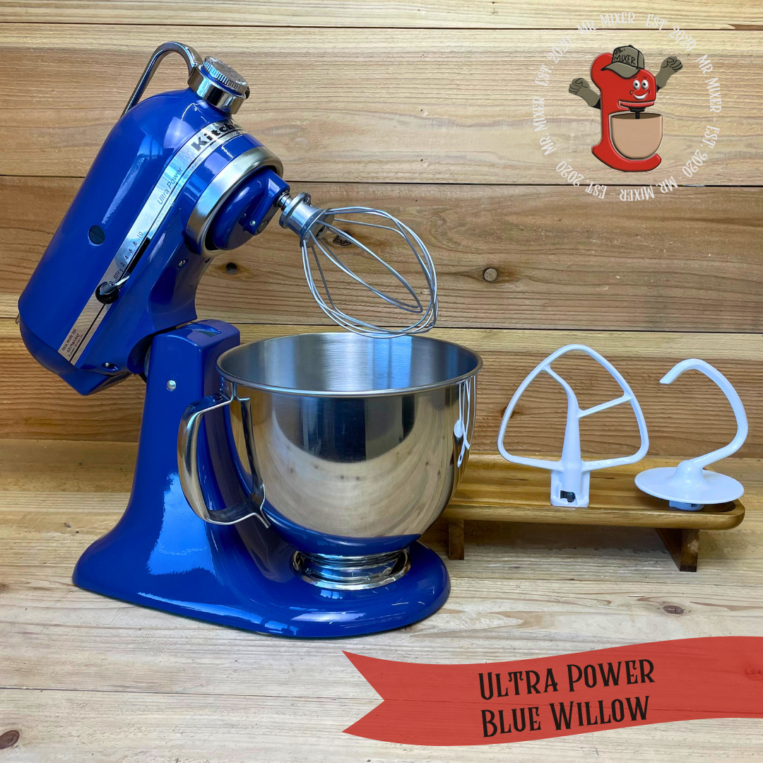 Mr. Mixer Upgraded KitchenAid Ultra Power (KSM150PSBW) 5 Quart Blue Willow With Coated Attachments #721