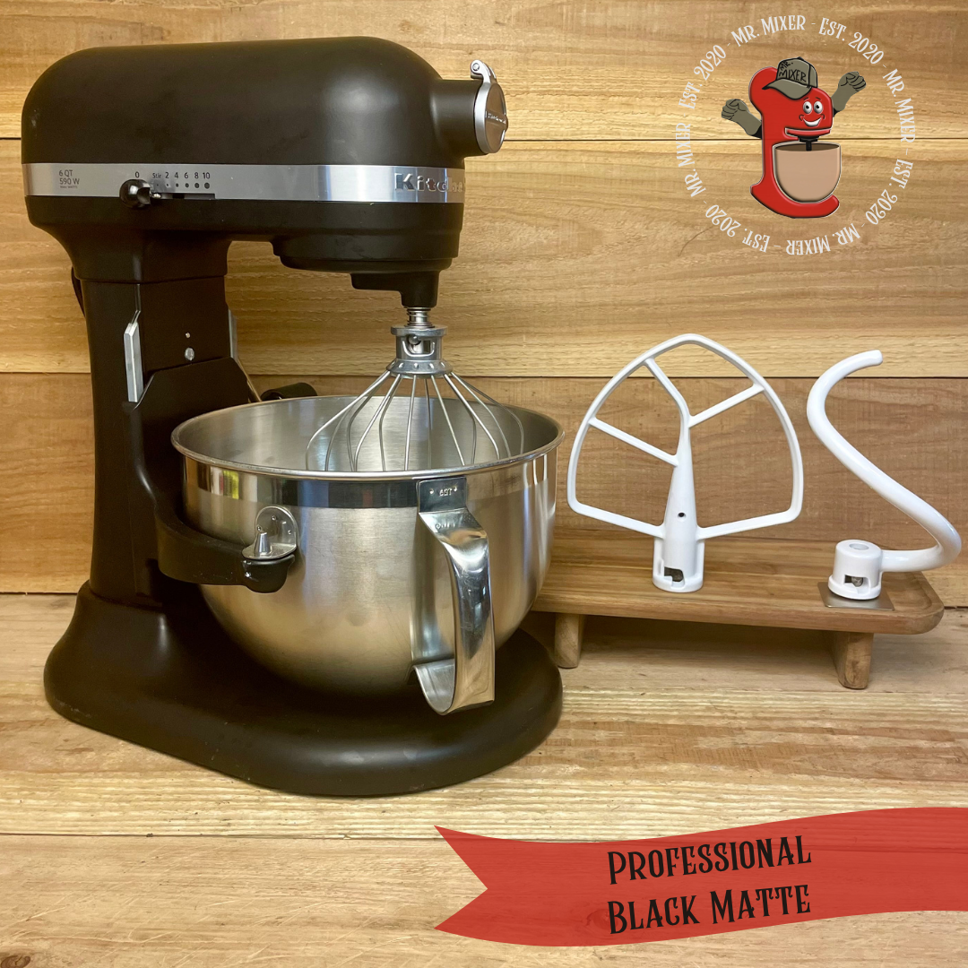 Mr. Mixer Upgraded KitchenAid Professional 6 Quart Black Matte With Coated Attachments #601
