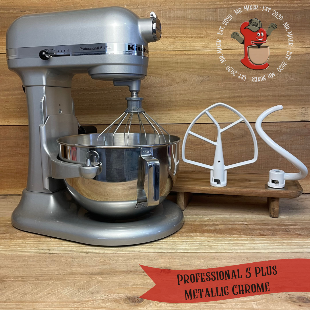Mr. Mixer Upgraded KitchenAid Professional 5 Plus (KP25M0XMC) 5 Quart Metallic Chrome With Coated Attachment #547